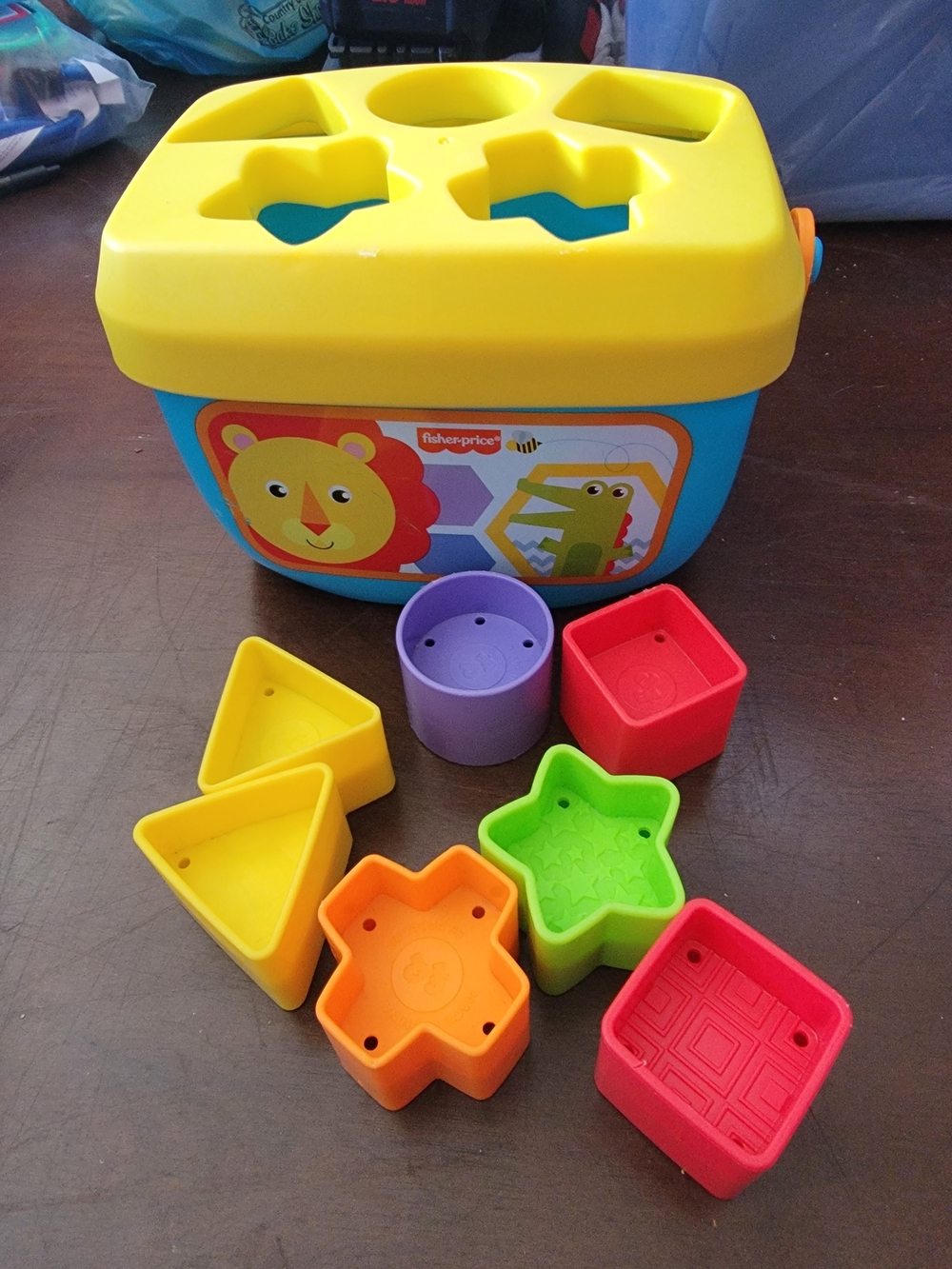 Fisher-Price Colorful Shape Sorter Bin - Yellow Top, Blue Base